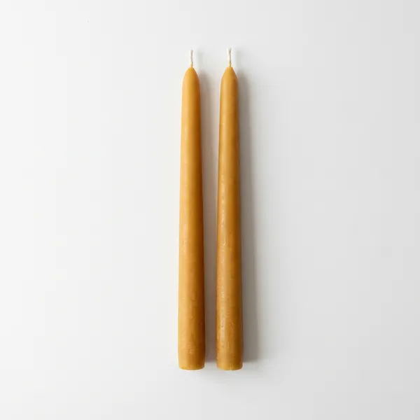 Beeswax Taper Candles, Pair